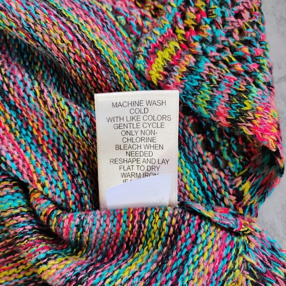 Studio JPR Rainbow Knit Top Womens Large Y2K Colorful Sheer Artsy Casual - Picture 7 of 10